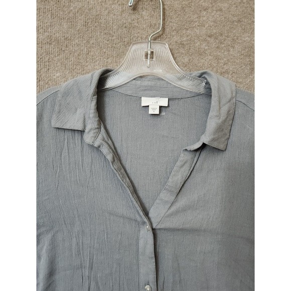 J Jill Button Front Blouse Womens XL Gray Ombre Gauze Lightweight Tie Front - Picture 4 of 8